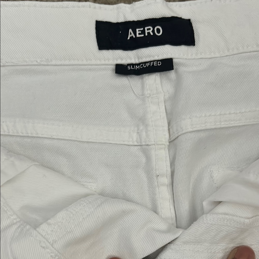 AERO White Slim Cuffed Pants
